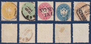 Austria - 1863 - Scott #17-21 - used - Coat of Arms