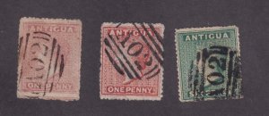 Antigua Scott # 2 - 4 set F-VF used neat cancels scv $ 123 ! see pic !