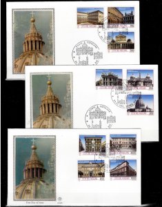 Vatican 1993 ☀ Architecture - Memorials ☀ 3 x FDC