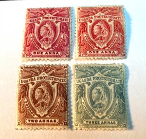 *KAPPYSSTAMPS  UGANDA #69-72 1895-1902 ISSUES MINT HINGED  G104