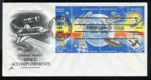 US 1919a Space Achievements Block 8 UA Artcraft cachet FDC