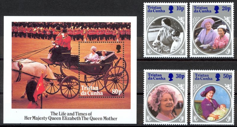 Tristan Da Cunha Sc# 372-376 MNH 1985 Queen Mother 85th Birthday