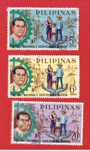 Philippines #893-895   VF used   Macapagal   Free S/H