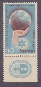 Israel 78 MNH OG 1953 4th Maccabean Games Issue w/Tab