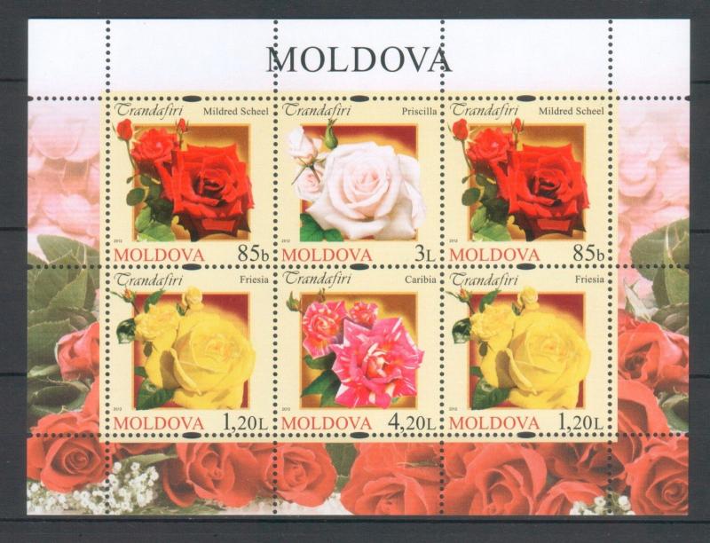 Moldova 2012 Flowers Roses 6 MNH stamps Sheet