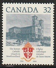 1984 Canada - Sc 1029 - MNH VF - 1 single -Roman Catholic Church in Newfoundland