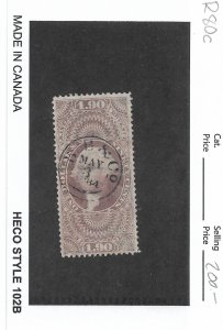 $1.90 Foreign Exchange Tax Stamp, Sc # R80c, used. Nice Canx (55879)