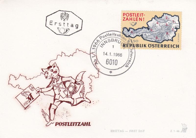 Austria 1966 Introduction of Post Code System FDC Unadressed VGC