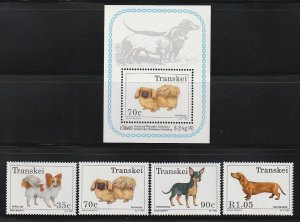 1993 South Africa - Transkei - Sc 283-286a - MNH VF - 4 singles & 1 MS - Dogs