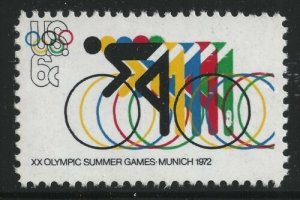 1972 Munich Olympics Cycling Single 8c Postage Stamp, Sc# 1460, MNH, OG