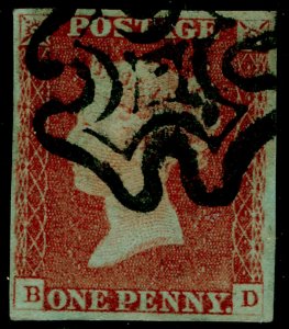 SG8, 1d red-brown PLATE 23, FINE USED. Cat £60. BLACK MX. 4 MARGINS. BD 