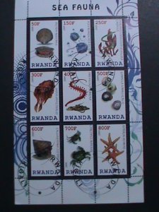 ​RWANDA-2009- WORLD FAMOUS MARINE SEA FAUNA CTO SHEET-VF-WE SHIP TO WORLD WIDE