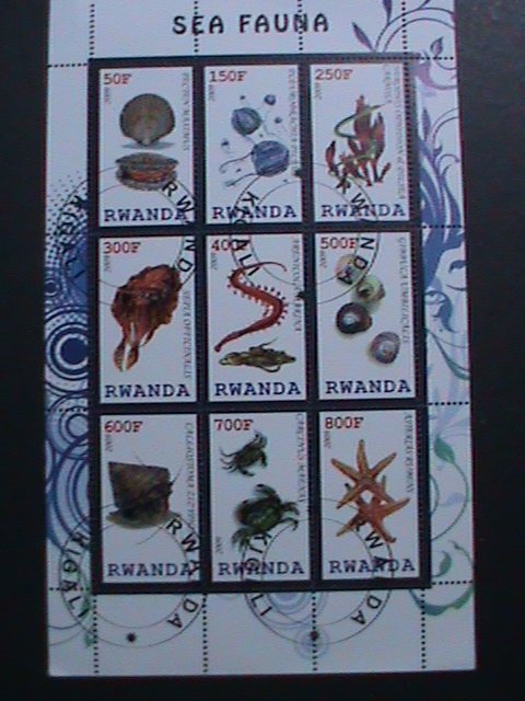 ​RWANDA-2009- WORLD FAMOUS MARINE SEA FAUNA CTO SHEET-VF-WE SHIP TO WORLD WIDE