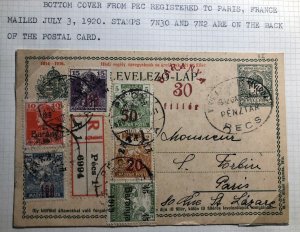 1920 Pecs Hungary Serbia Occupation Stationery Postcard Cover To Paris France