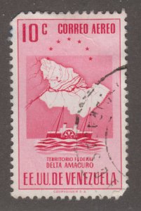 Venezuela 549 Map of Delta Amacuro and Ship 1953