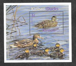 Kiribati 741 Mint NH S/S Grey Teal & Mallard With Ducklings!