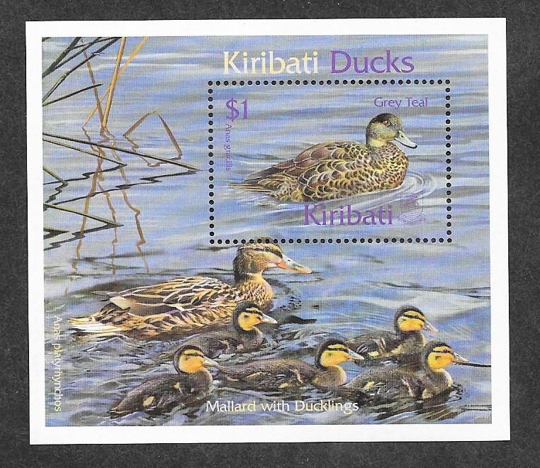 Kiribati 741 Mint NH S/S Grey Teal & Mallard With Ducklings!