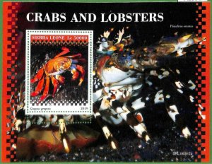 A2591 - SIERRA LEONE - ERROR: MISPERF, special block - 2019, crabs & lobsters-