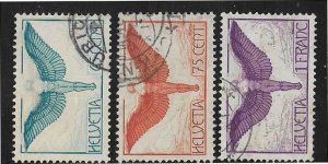 Switzerland Sc #C10-C12  set of 3 airmails  used VF