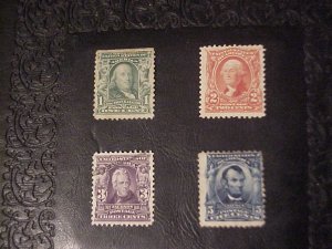 1903 FRANKLIN, WASHINGTON, JACKSON, LINCOLN STAMPS 300, 301 ,302, 304 LIGHT CANC