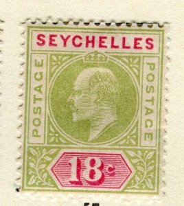 SEYCHELLES; 1906 early Ed VII issue Mint hinged 18c. value 