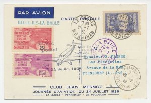 FFC / First Flight Card France 1938 Club Jean Mermoz - Pilot