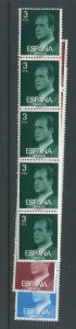 Spain 1976, 1978, 1982 MNH coil strip of 5s cgs