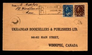 Canada 1923 Woodlands MAN Registered Cover to Winnipeg - L30645