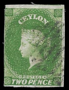 Ceylon 4  1857  2 pence  fine used