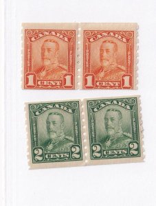 CANADA # 160-161 MLH/MH KGV PAIR COILS CAT VALUE $240