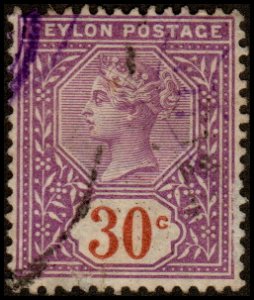 Ceylon 140 - Used - 30c Queen Victoria (1893) (cv $3.50)