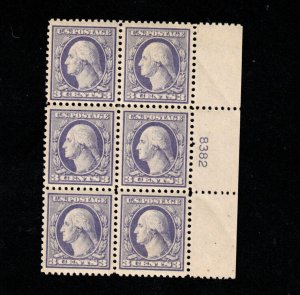 USA #529 Extra Fine Never Hinged Plate #8382 Block Of Six