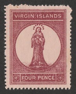 BRITISH VIRGIN ISLANDS 1867 St Ursula 4d, no wmk, perf 15. MNH ** 