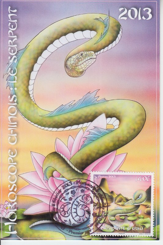 2013 Fr Polynesia Year of the Snake Maxi (Scott 1092) FDOI