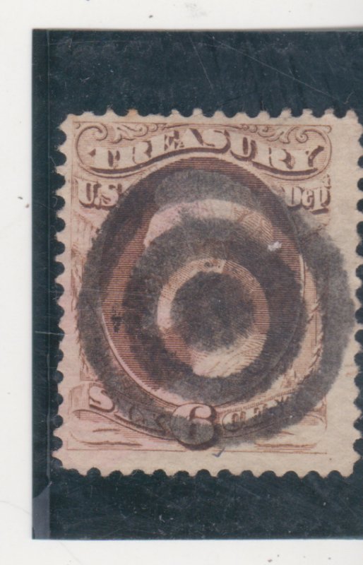 1879 US Stamps Scott # O75 6c DEPT. of Treasury OFFICIAL Target Fancy Cancel