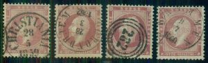 NORWAY #5 (5) 8sk Oscar, Group of 4, used, sound, good for plating, Scott $240.