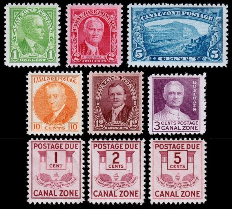 Canal Zone Scott 105-109, 117, J25-J27 (1928-32) Mint NH VF C