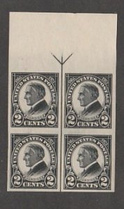 US #611 MINT NEVER HINGED MARGIN BLOCK