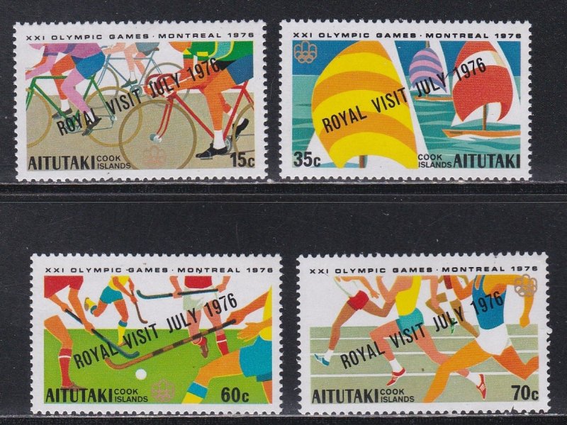 Aitutaki # 131-134, Royal Visit Overprints on Olympic Stamps, NH 1/2 Cat.