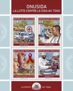 Togo - 2019 AIDS in Togo - 4 Stamp Sheet - TG190134a