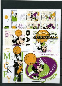 NEVIS 1998 WALT DISNEY BASKETBALL 2 SHEETS OF 8 STAMPS & 4 S/S MNH 