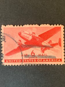 Us air 6c stamp  ,  black cancelled postage used, refno:5015