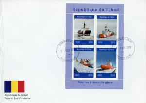 Chad 2019 FDC Icebreakers 4v M/S Cover Boats Ships Nautical Stamps