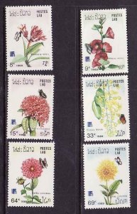 Laos-Sc#870-5-unused NH set-Flowers-1988-