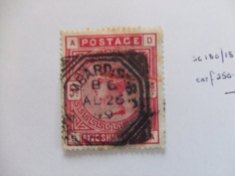 QV 1883 5s carmine SG180 CV £250 #7