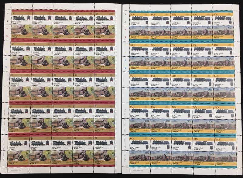 TUVALU TRAINS Sheets x 20 MNH(1000 Stamps) )BLK42