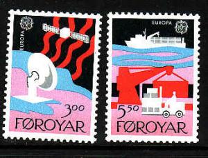 Faroe Is.-Sc#173-4-Unused NH Europa set-1988-Ships-