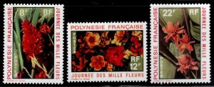 French Polynesia Scott 264-266 MNH** Flower set of 1971