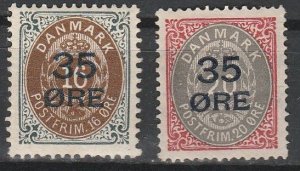DENMARK 1912 35 ORE SURCHARGES MH