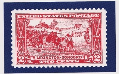 Postcard featuring Lexington - Concord stamp Scott 618  (mint condition)